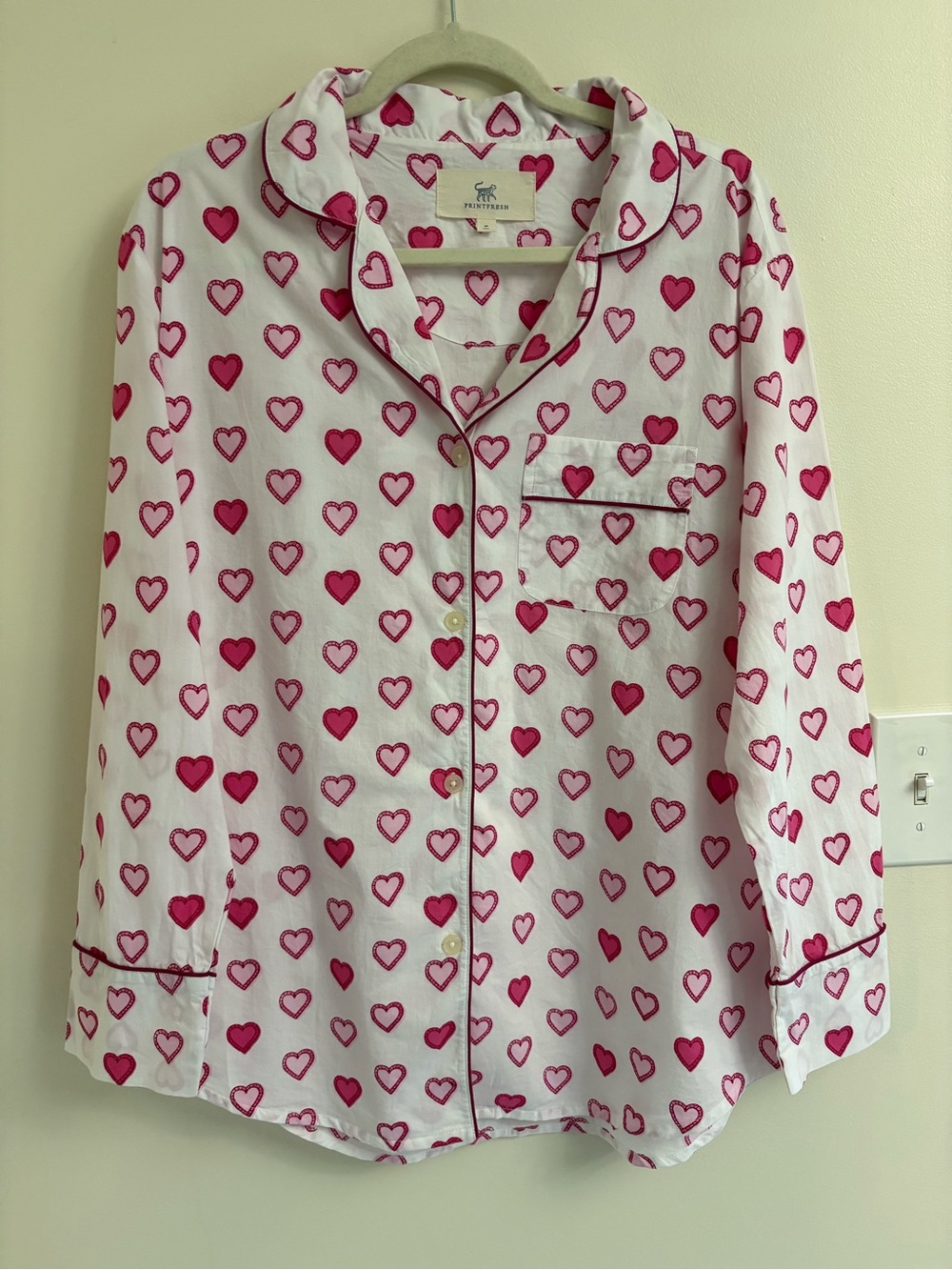 PRINTFRESH Mini Candy Hearts Organic Cotton Pajama Set Medium Pink Macaron Anthr